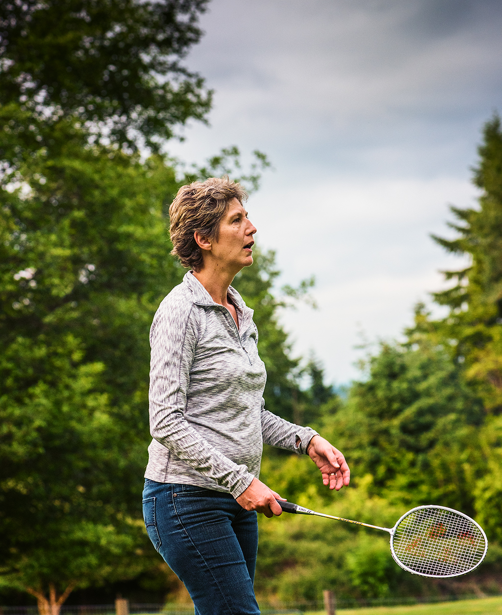 Cynthia playing badminton