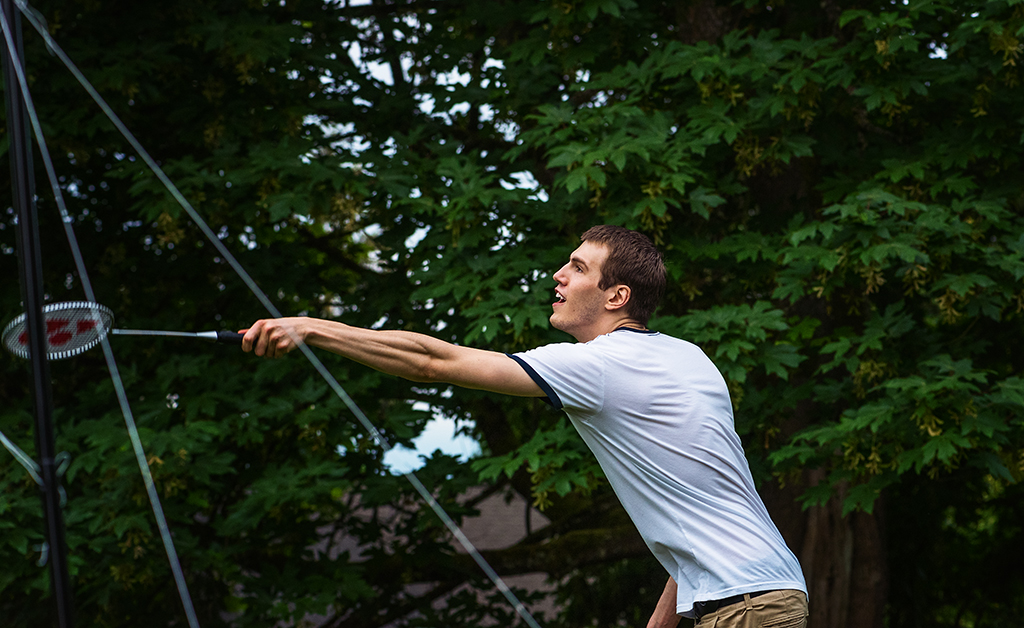 Dillon playing badminton