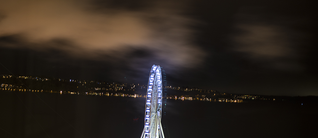 Seattle at night thru window